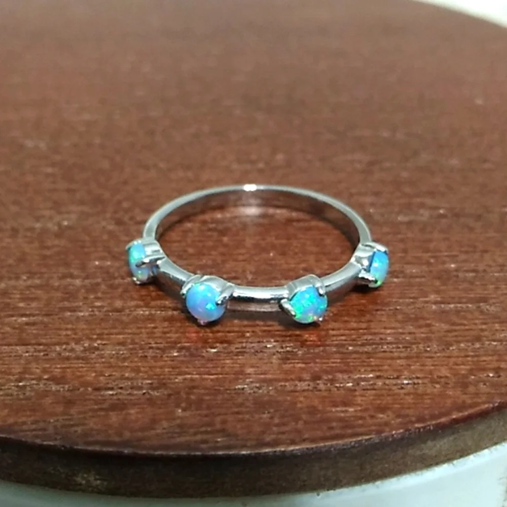 SALE! NWOT Dainty 925 Stamped Blue/Turquoise Pearl Color Ring 💍